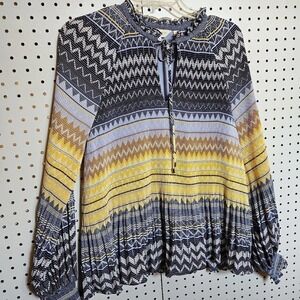 Ted Baker Deliie Blouse Womens Size 3 Accordion Pleated Balloon Sleeve Pullover
